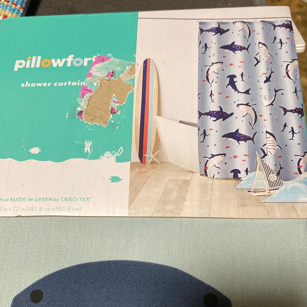 Pillowfort Blue Shark Shower Curtain